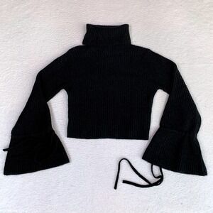 A.L.C. Wool Camel Hair Blend Turtleneck Sweater Womens S Bell Sleeve Black